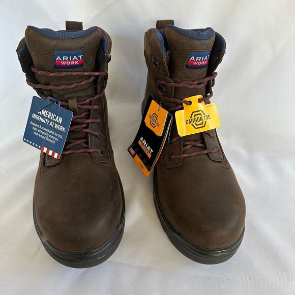 Ariat Men's Turbo 6" USA Assembled H2O Carbon Toe Work Boots 10036739 13D Brown - Picture 16 of 16